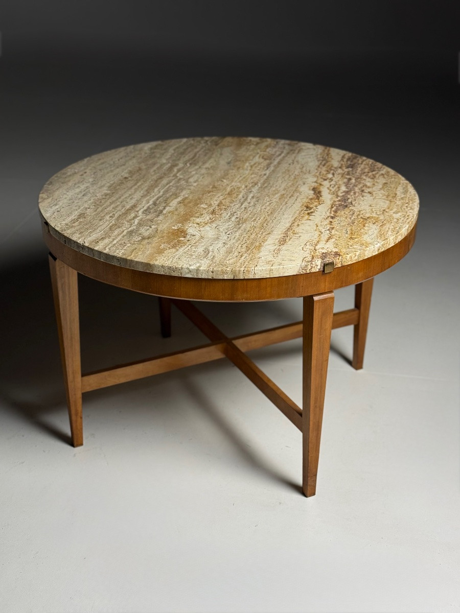 Table basse vintage en travertin-photo-4