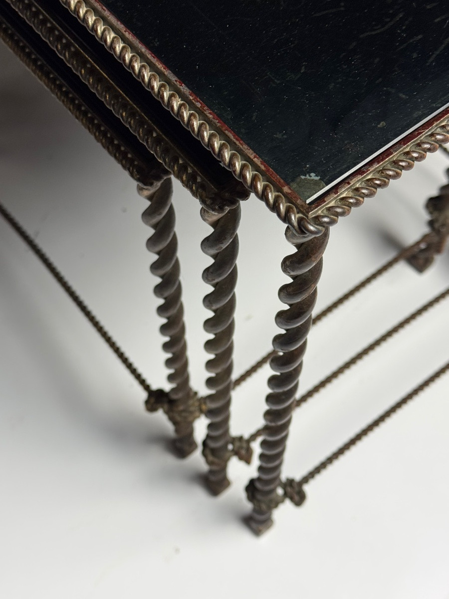 Tables gigognes vintage en corde-photo-4