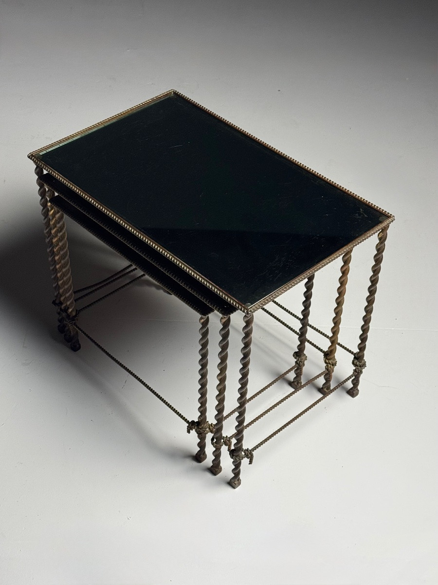 Tables gigognes vintage en corde-photo-4