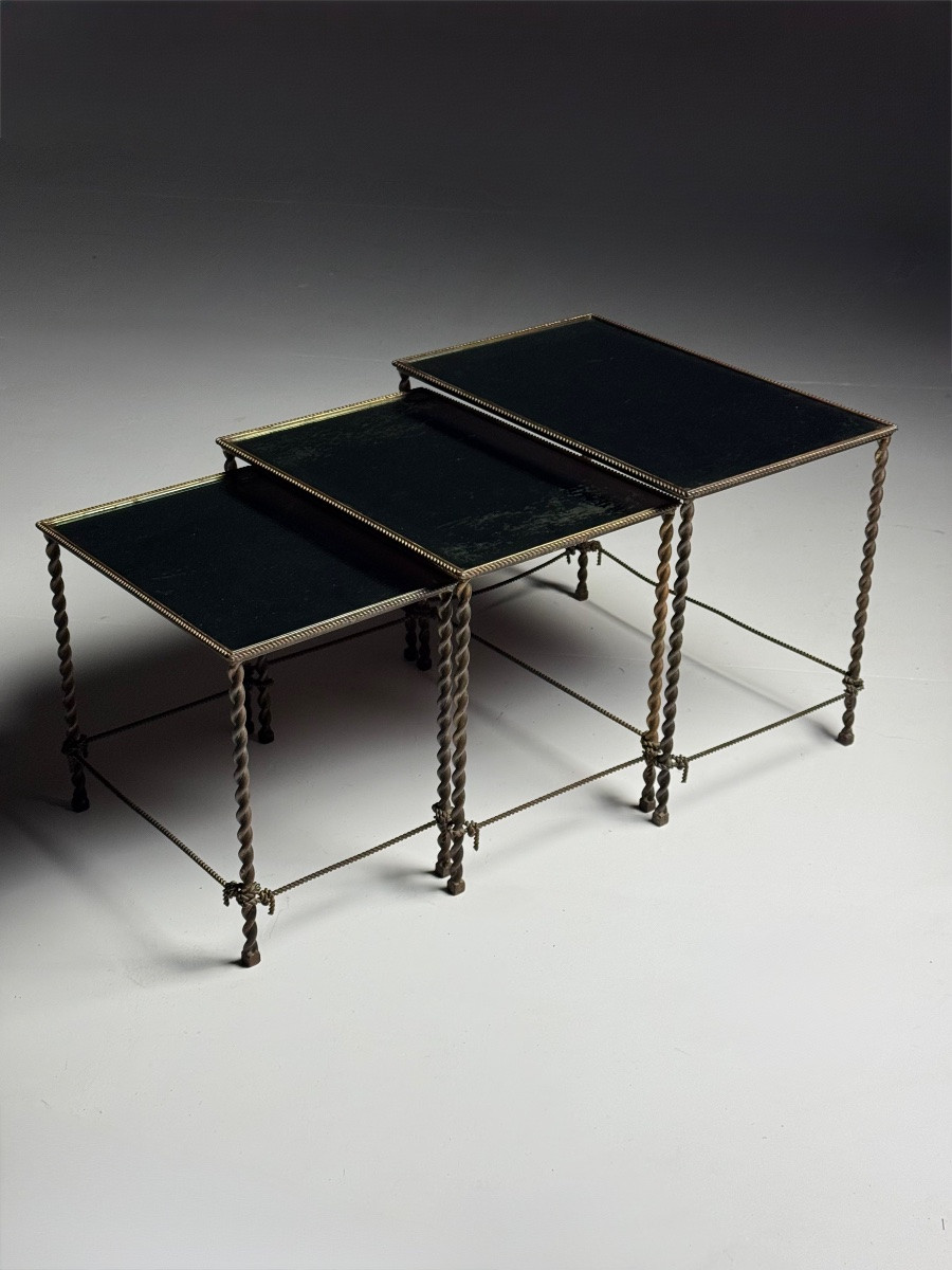 Tables gigognes vintage en corde-photo-7