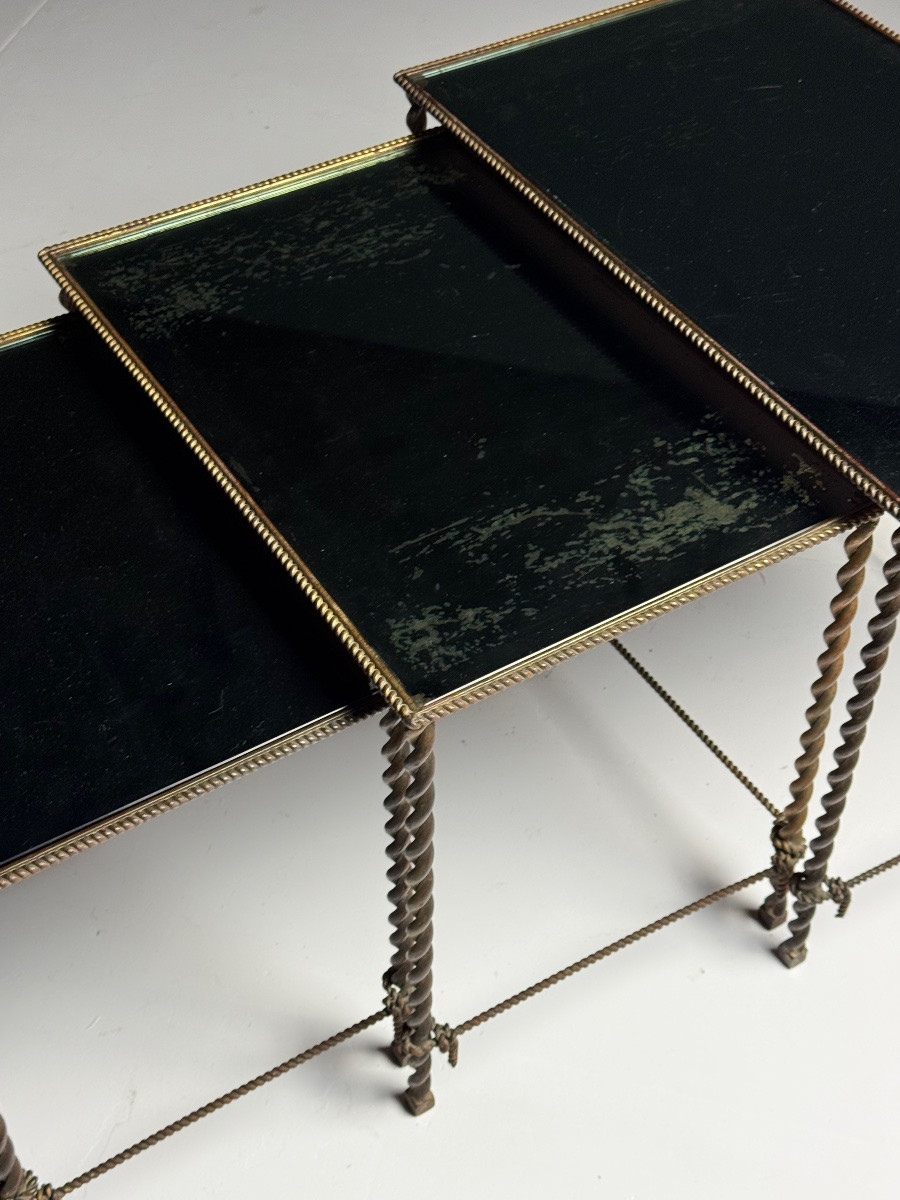 Tables gigognes vintage en corde-photo-8