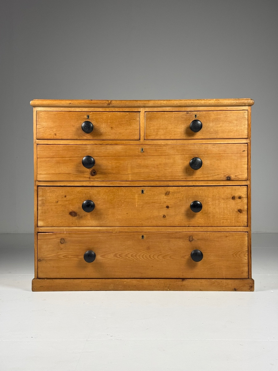 19th Century English Pine Chest Of Drawers-photo-2