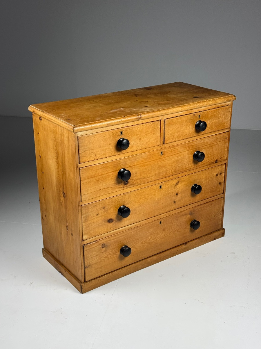 19th Century English Pine Chest Of Drawers-photo-4