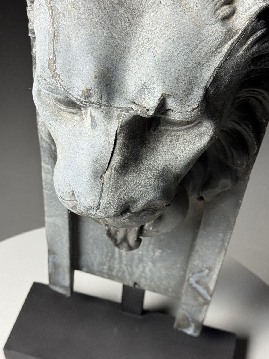 Lion sur socle en zinc-photo-3