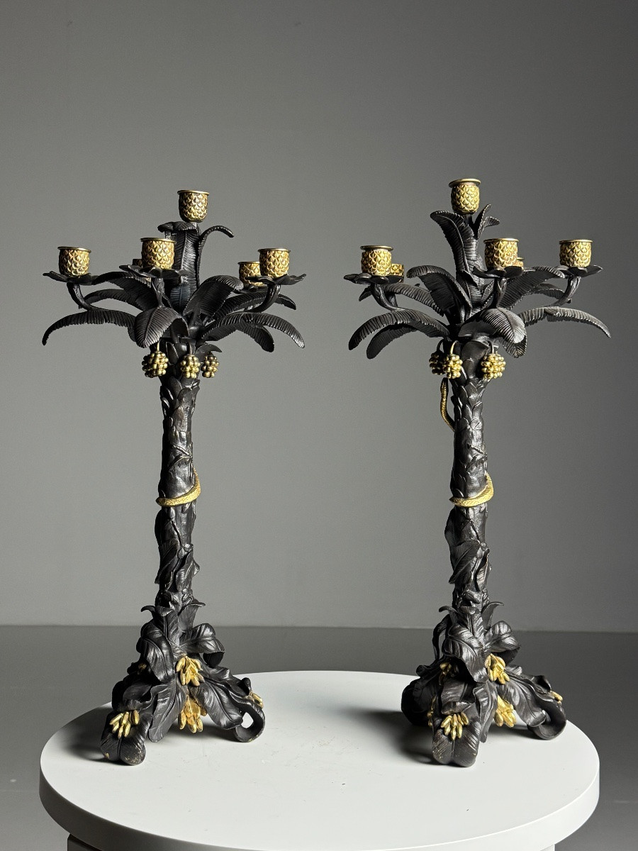 Candélabres en bronze d'Urmulu, XIXe siècle-photo-2