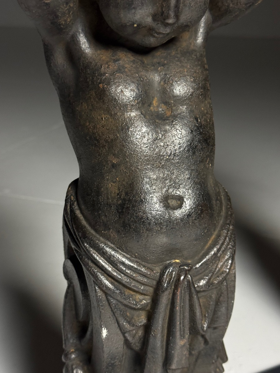Lot de 2 anges en fonte du XIXe siècle-photo-3