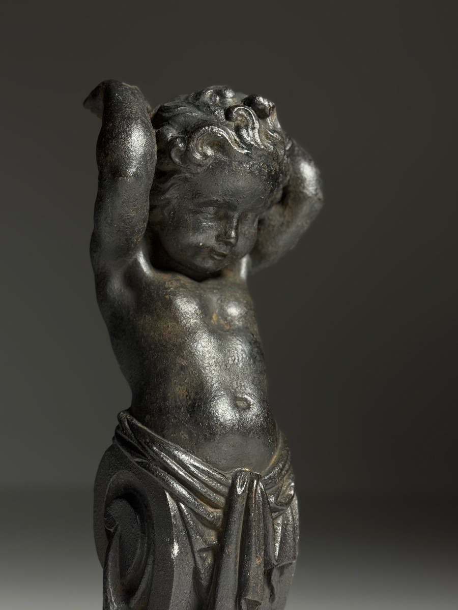 Lot de 2 anges en fonte du XIXe siècle-photo-4