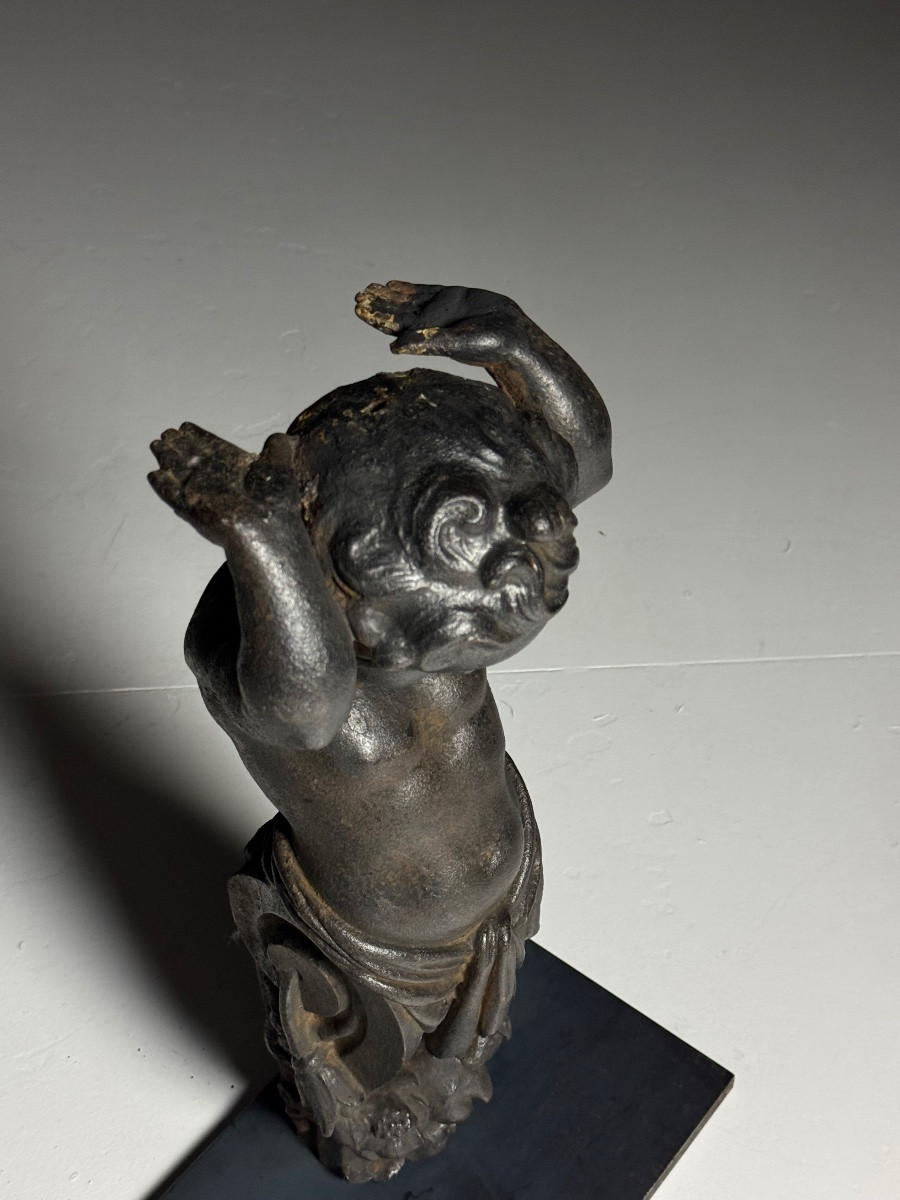 Lot de 2 anges en fonte du XIXe siècle-photo-2
