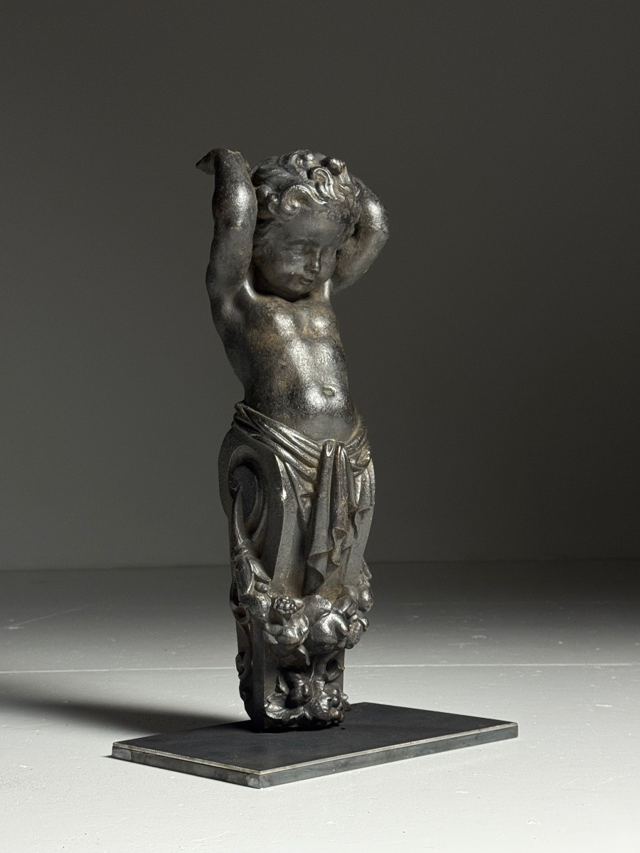 Lot de 2 anges en fonte du XIXe siècle-photo-8