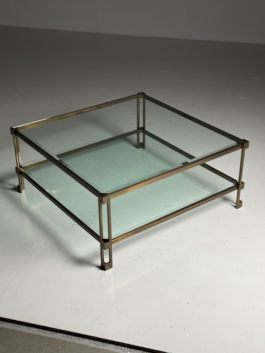 Table basse vintage en métal et verre-photo-6