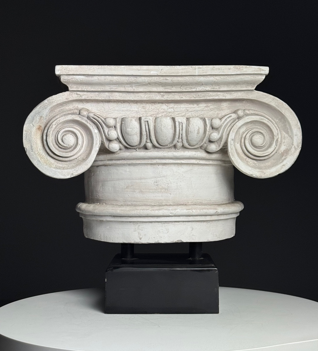 Ionic Capital In Plaster, Late 20th Century