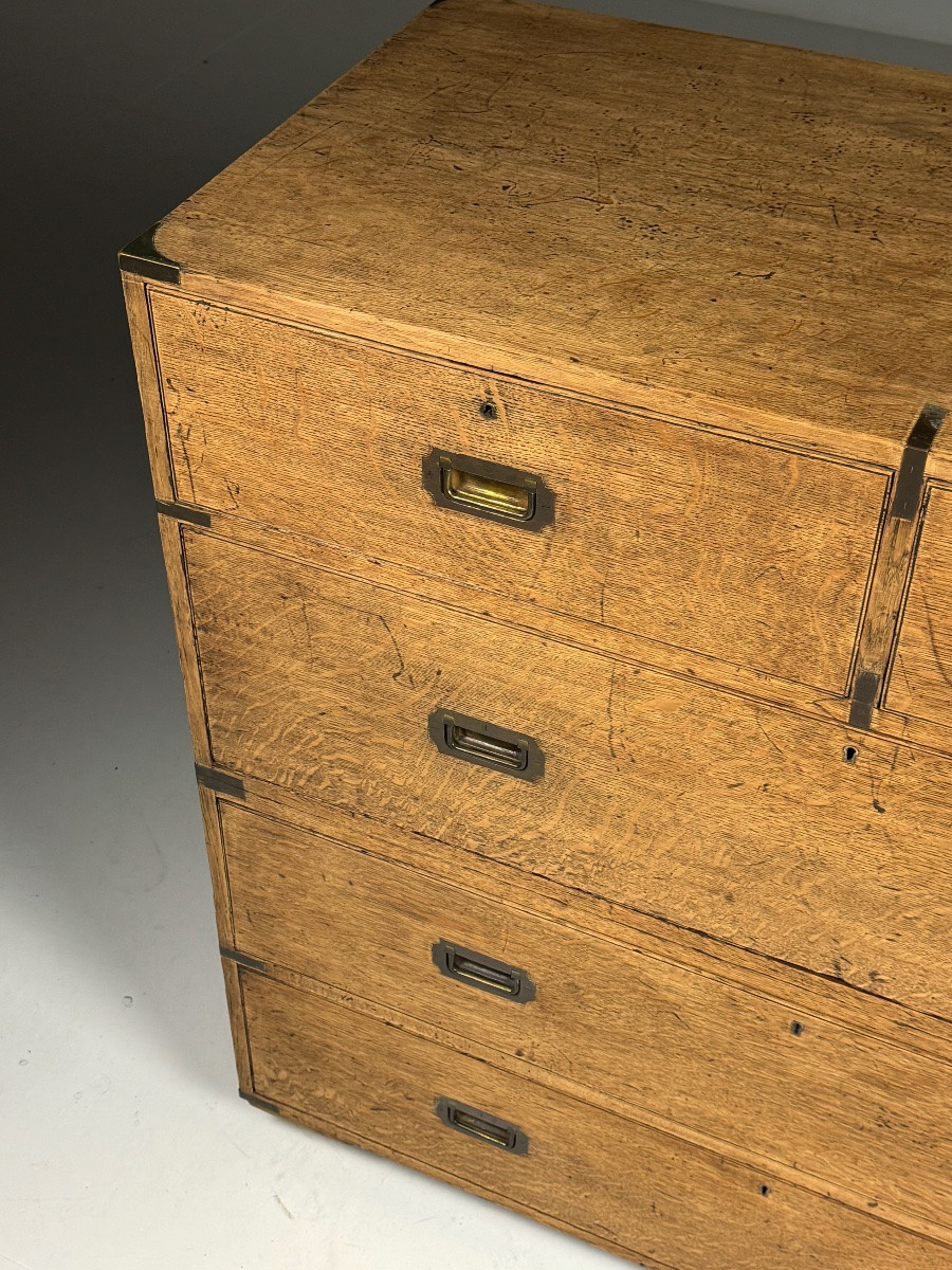 19th Century Campaign Chest Of Drawers In Oak-photo-2