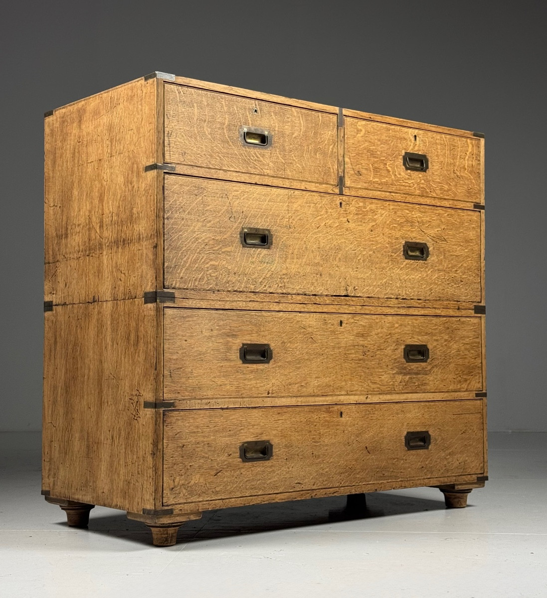 19th Century Campaign Chest Of Drawers In Oak
