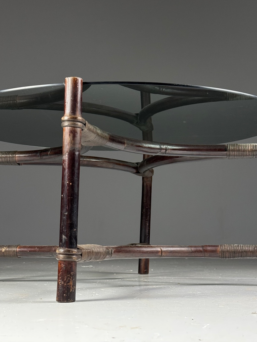 Table basse vintage en rotin-photo-5