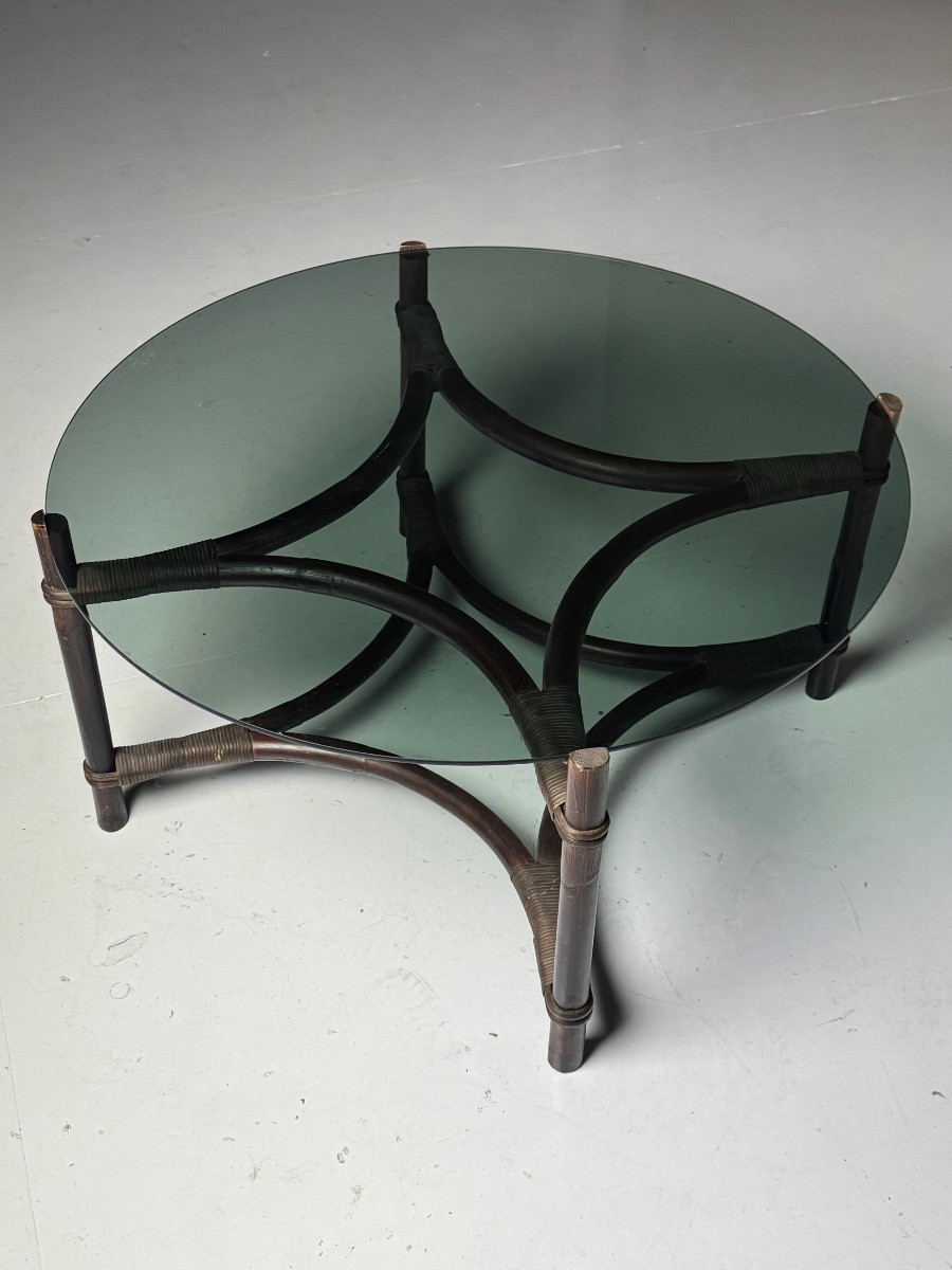 Table basse vintage en rotin-photo-8