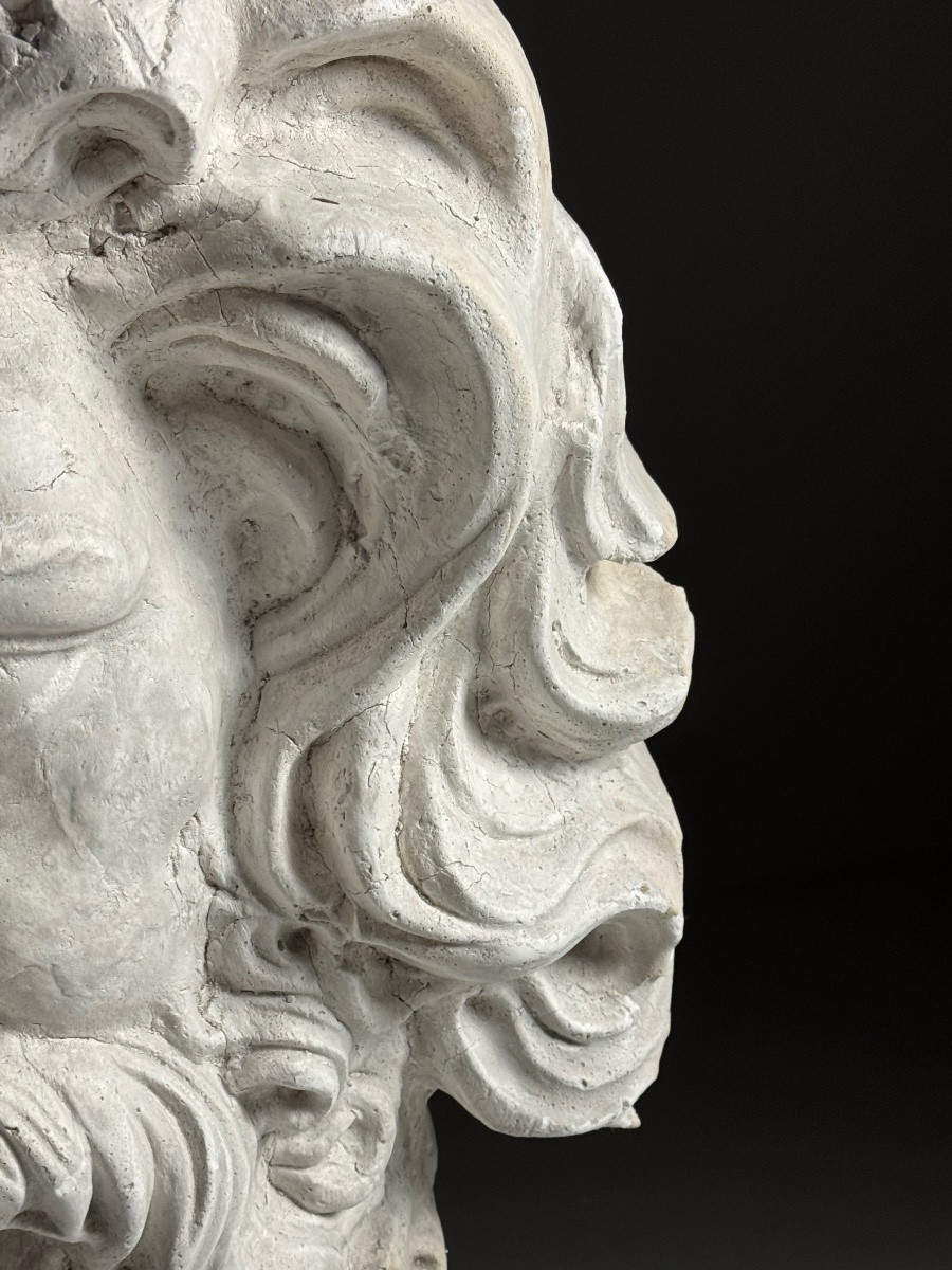 Tête gigantesque de Zeus, XXe siècle, plâtre-photo-3