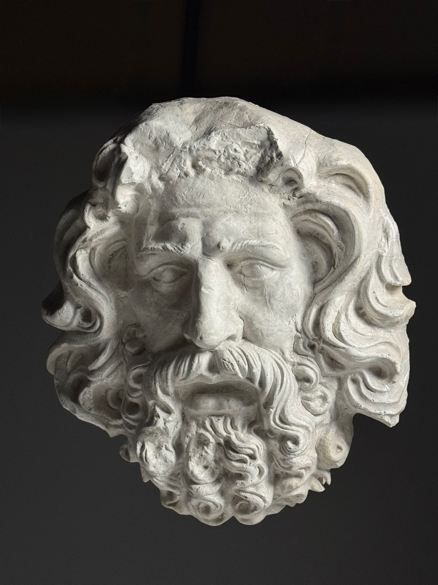 Tête gigantesque de Zeus, XXe siècle, plâtre-photo-5