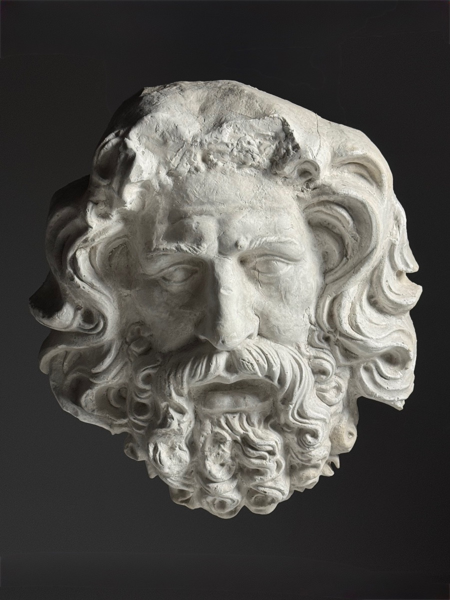 Tête gigantesque de Zeus, XXe siècle, plâtre-photo-6