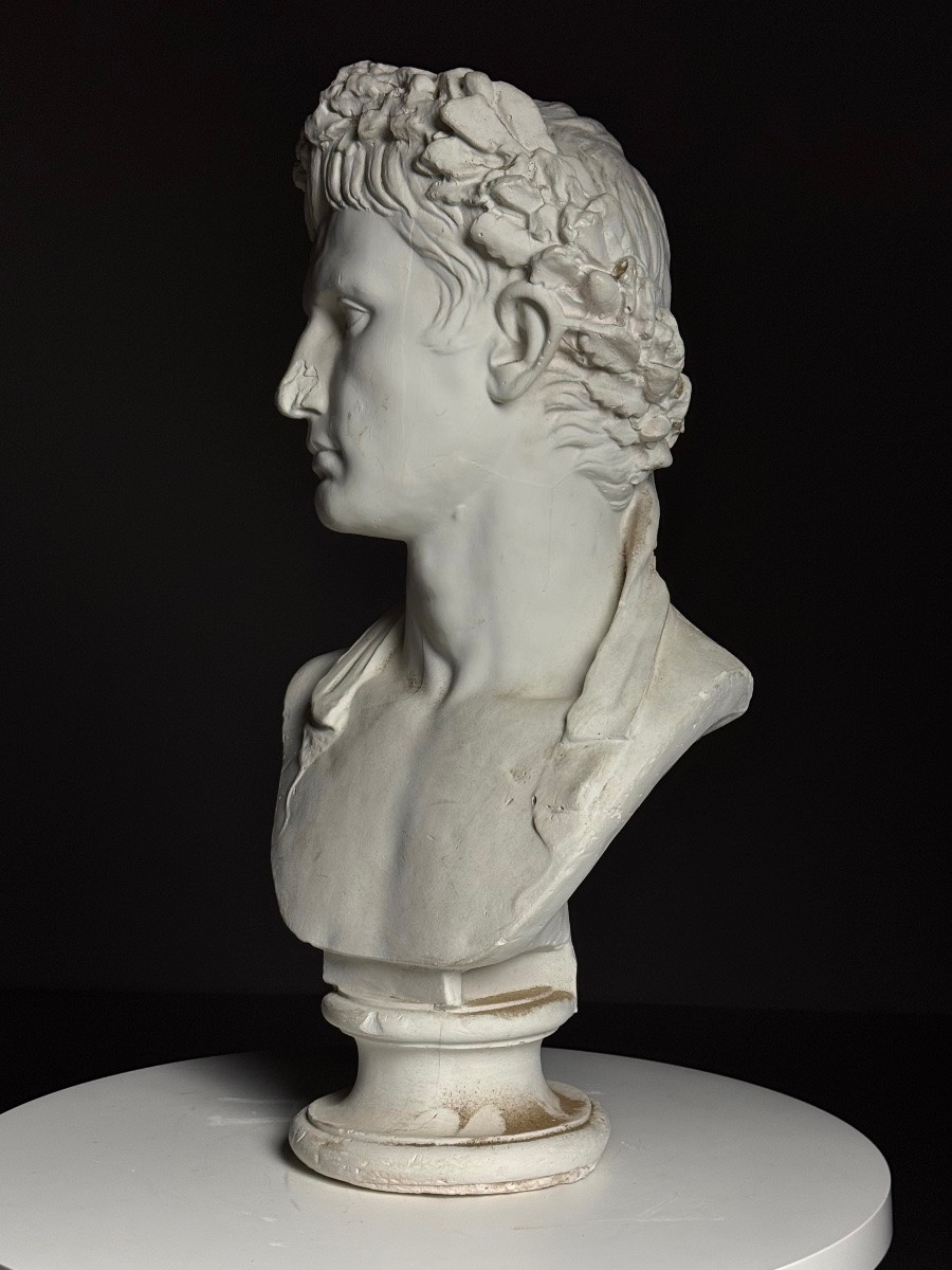 Buste en plâtre de l'empereur Auguste -photo-3