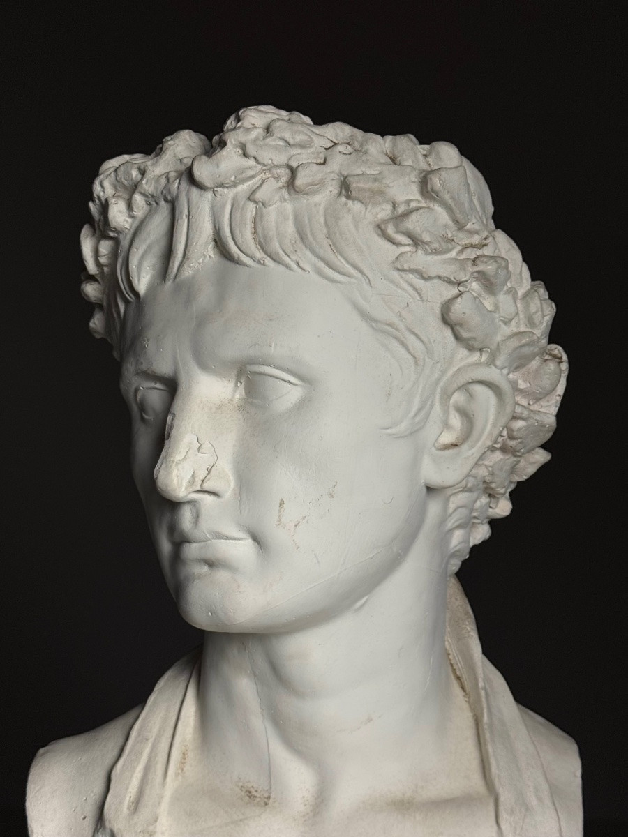 Buste en plâtre de l'empereur Auguste -photo-4