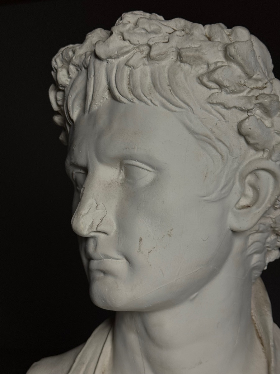 Buste en plâtre de l'empereur Auguste -photo-4