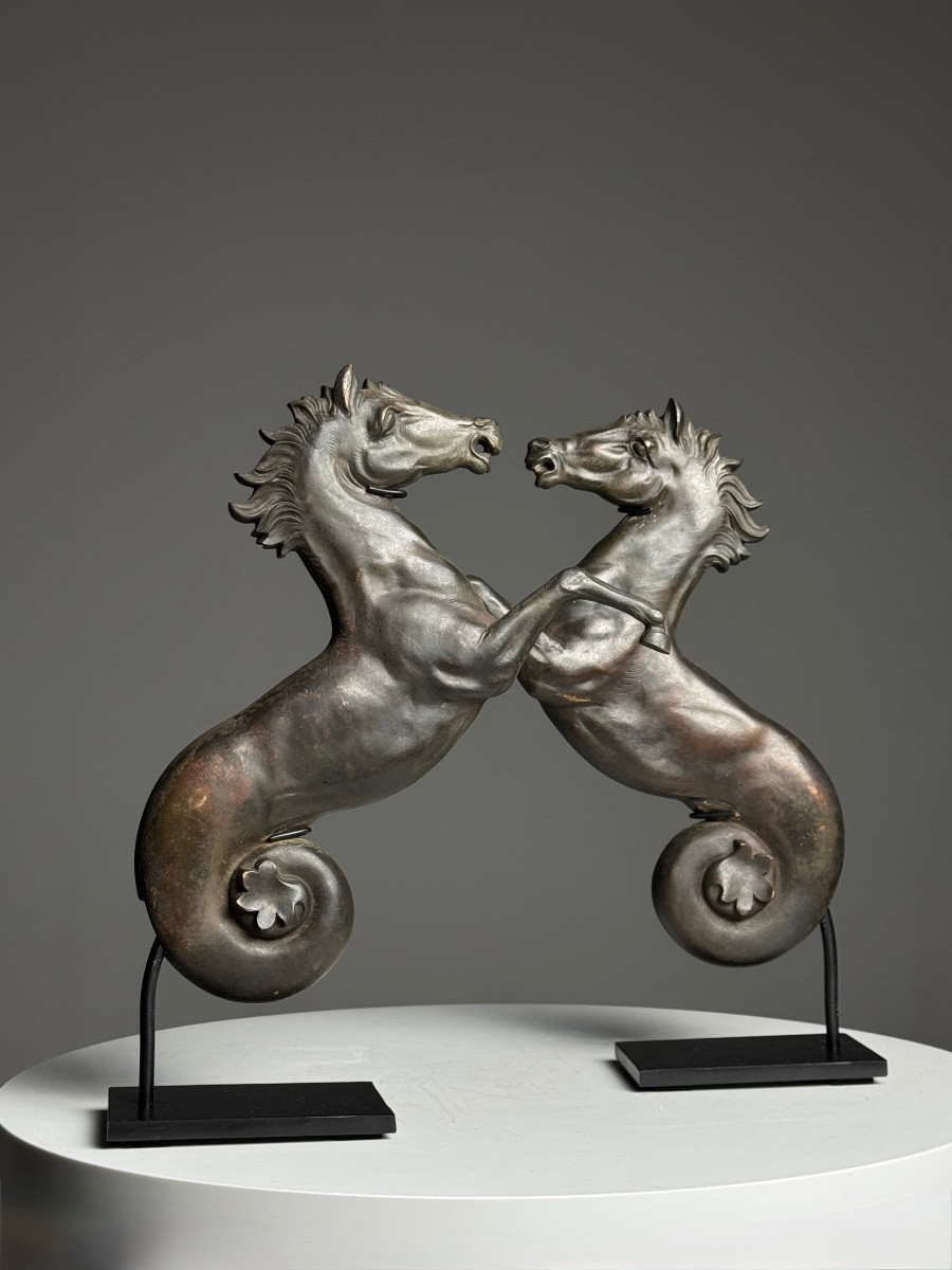 Set Of 2 Bronze Seahorses-photo-2