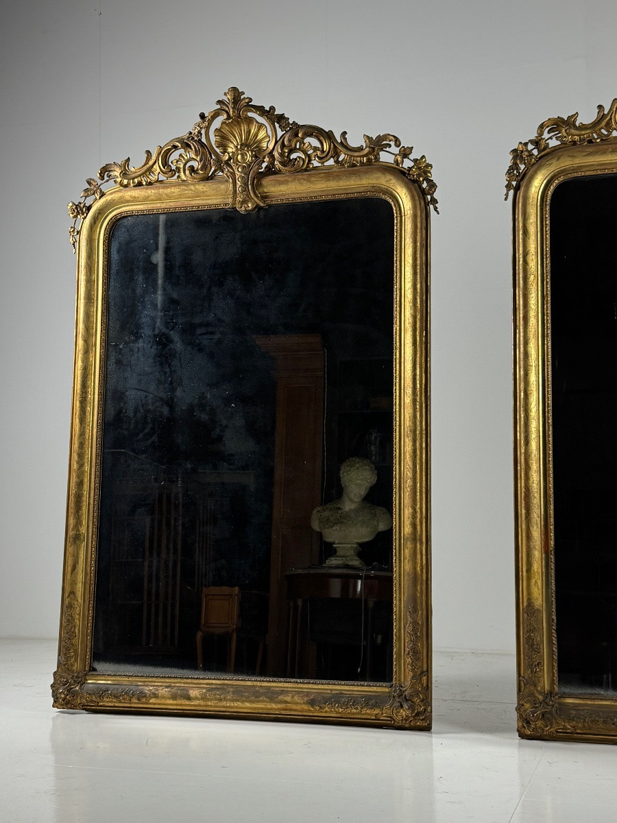 Lot de 2 miroirs identiques, France, XIXe siècle-photo-2