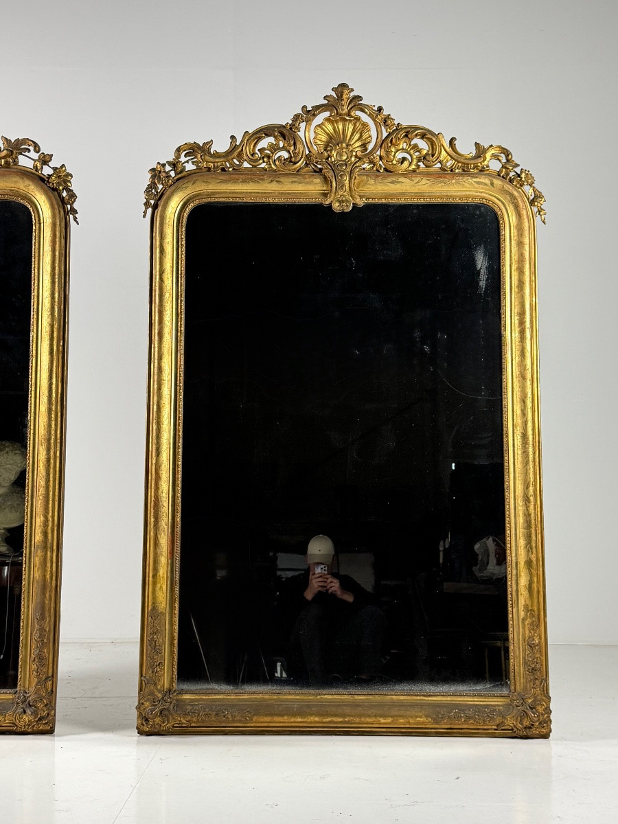 Lot de 2 miroirs identiques, France, XIXe siècle-photo-5