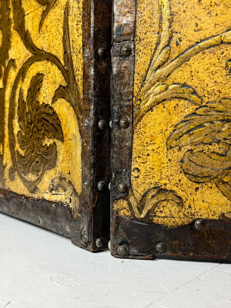 Paravent du XIXe siècle, jaune et doré-photo-4