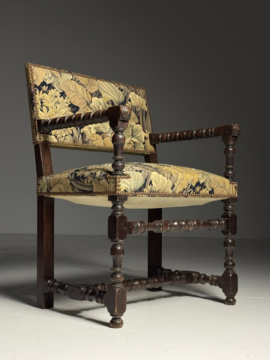 Lot de 2 chaises de style Louis XIII, XIXe siècle-photo-3