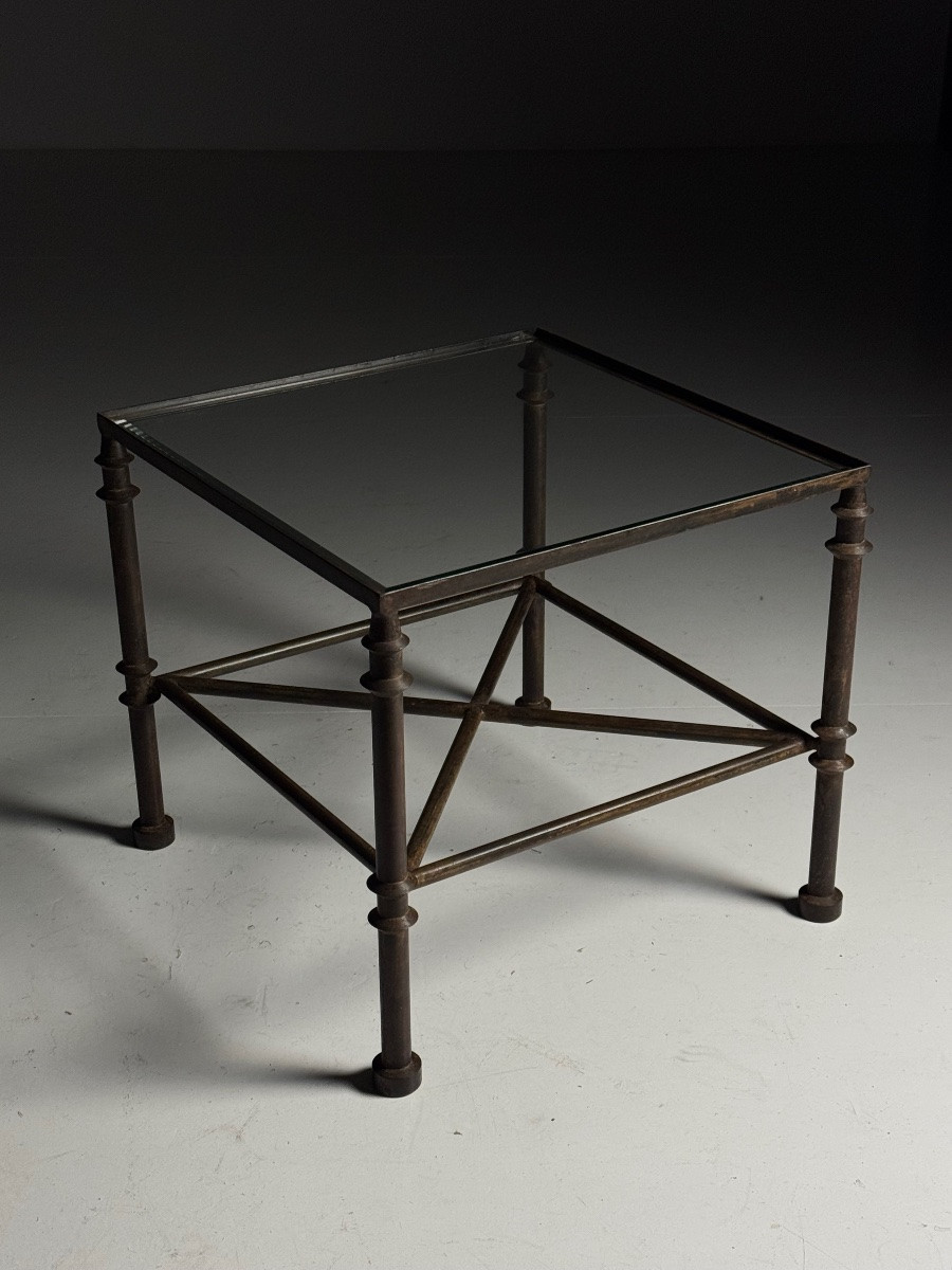 Lot de 2 tables d'appoint vintage en métal-photo-3