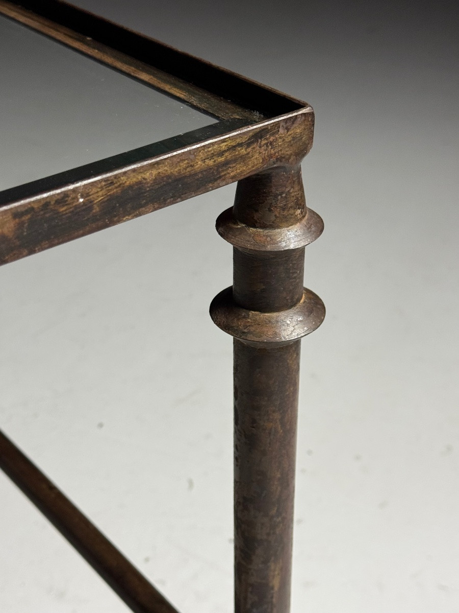 Lot de 2 tables d'appoint vintage en métal-photo-4