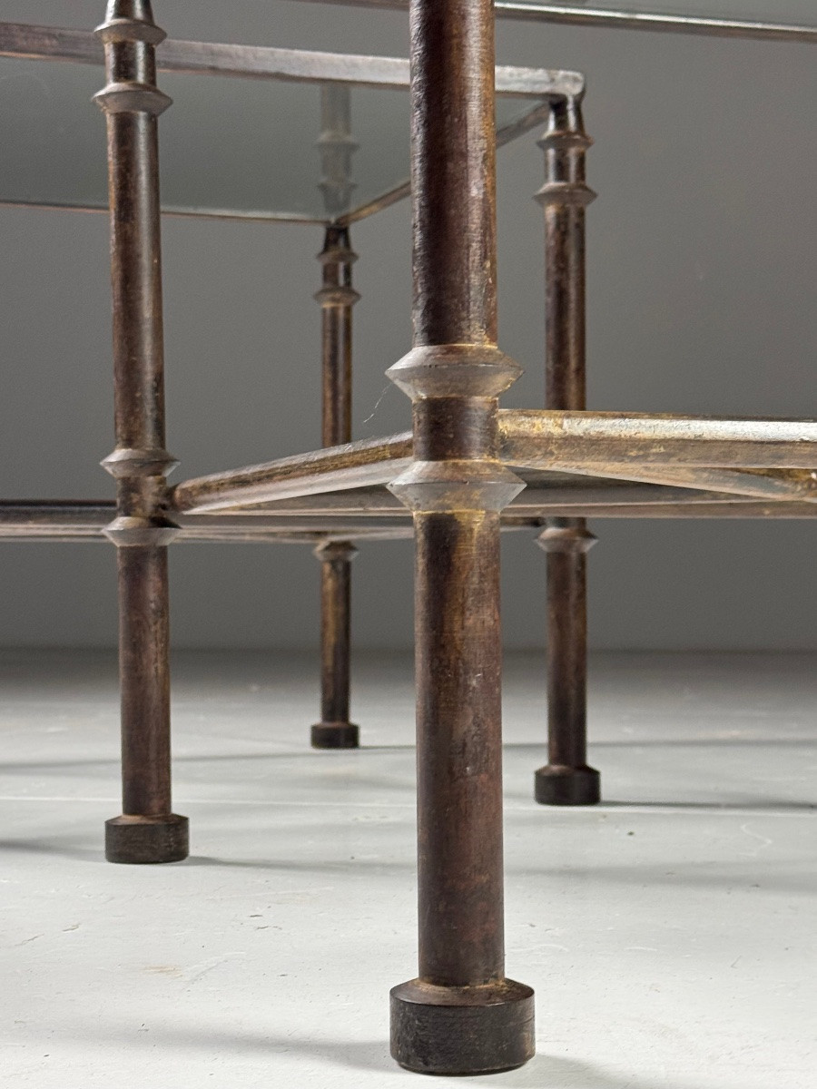 Lot de 2 tables d'appoint vintage en métal-photo-2
