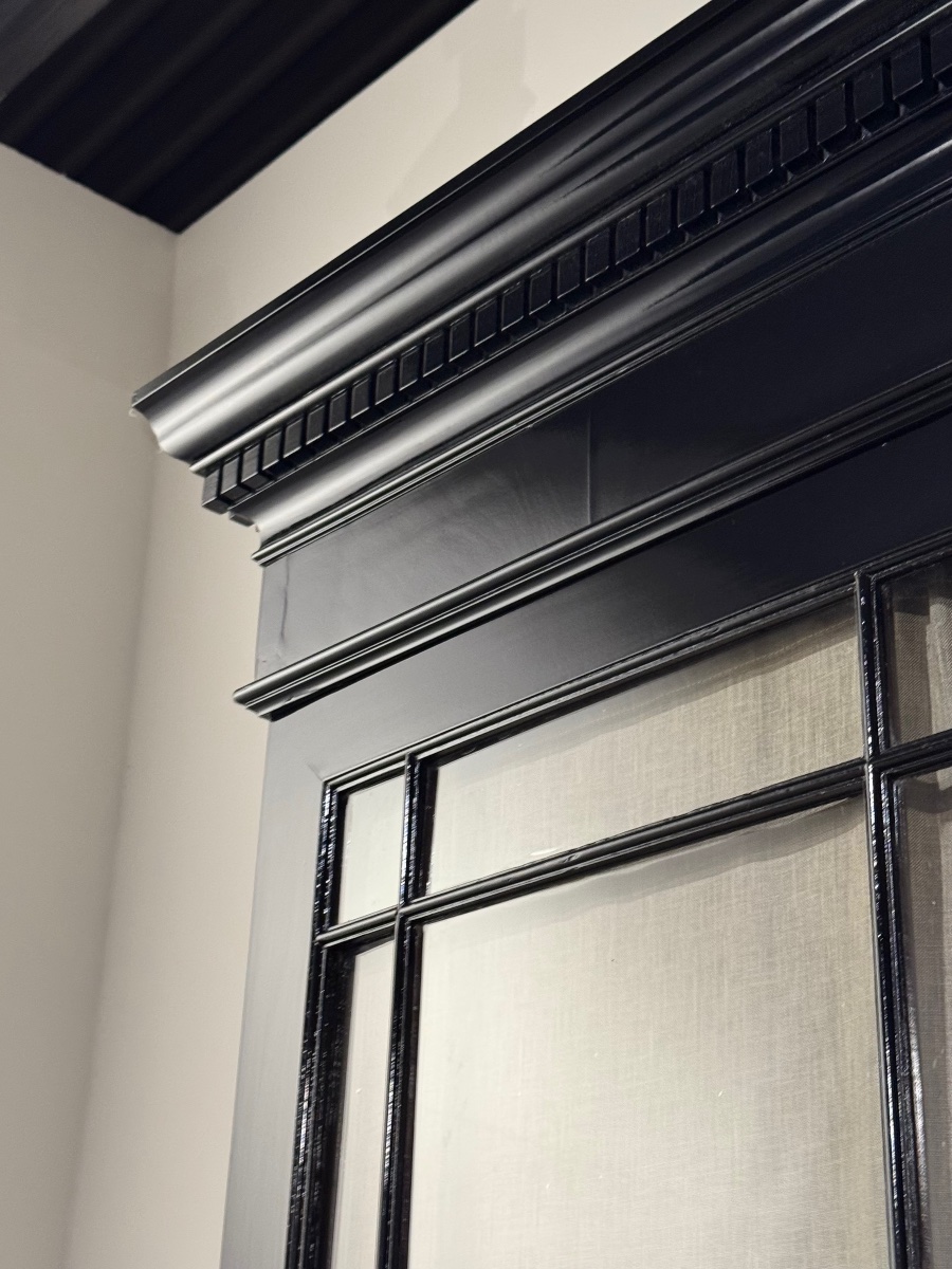 Bibliothèque anglaise à façade en saillie, XIXe siècle, noire -photo-8