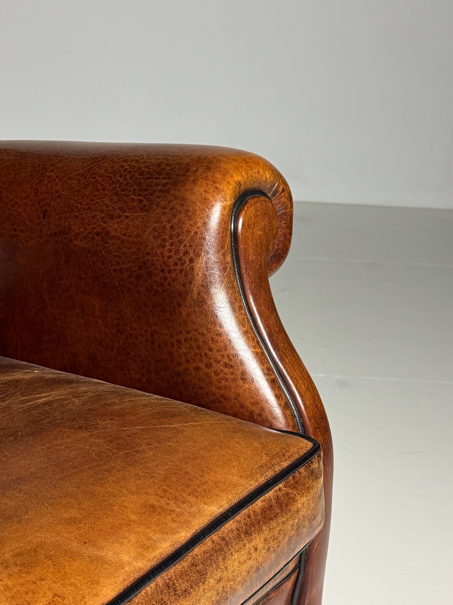 Fauteuil à oreilles en cuir de mouton-photo-2