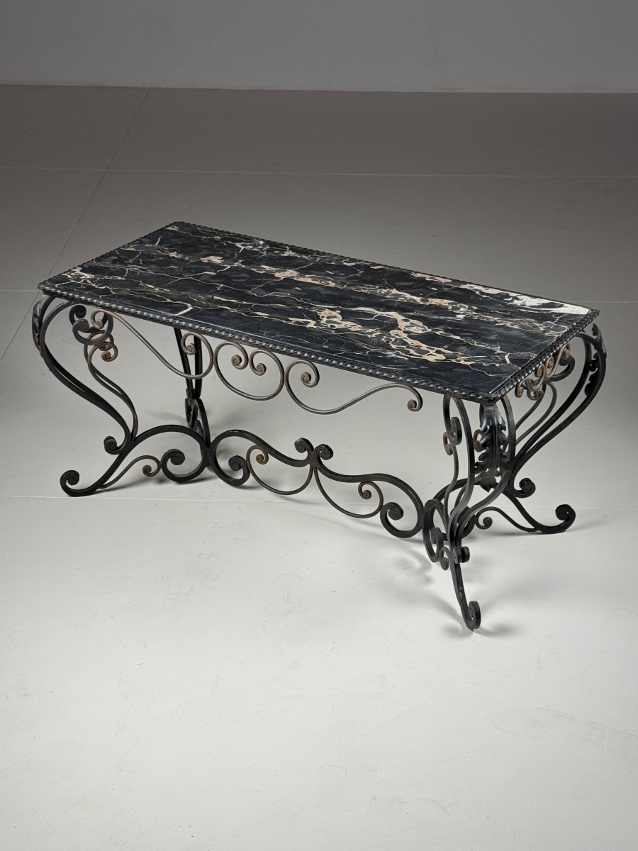 Black Marble Wrought-iron Coffee Table-photo-2