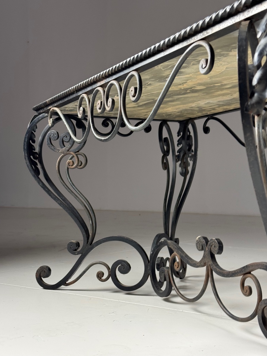 Black Marble Wrought-iron Coffee Table-photo-3