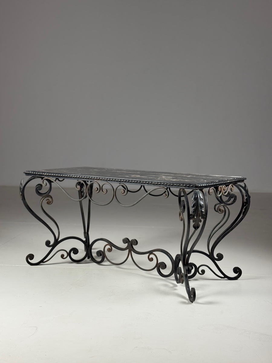 Black Marble Wrought-iron Coffee Table-photo-4