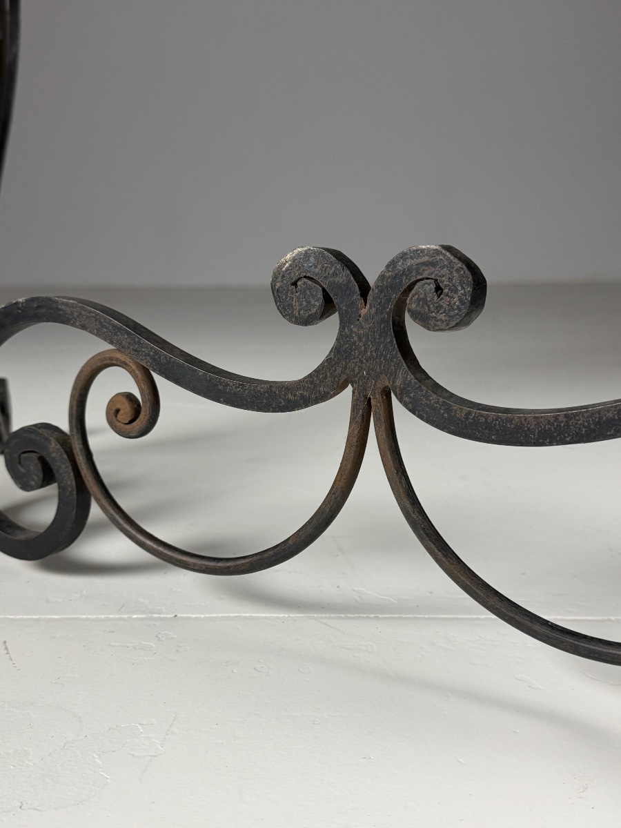 Black Marble Wrought-iron Coffee Table-photo-1