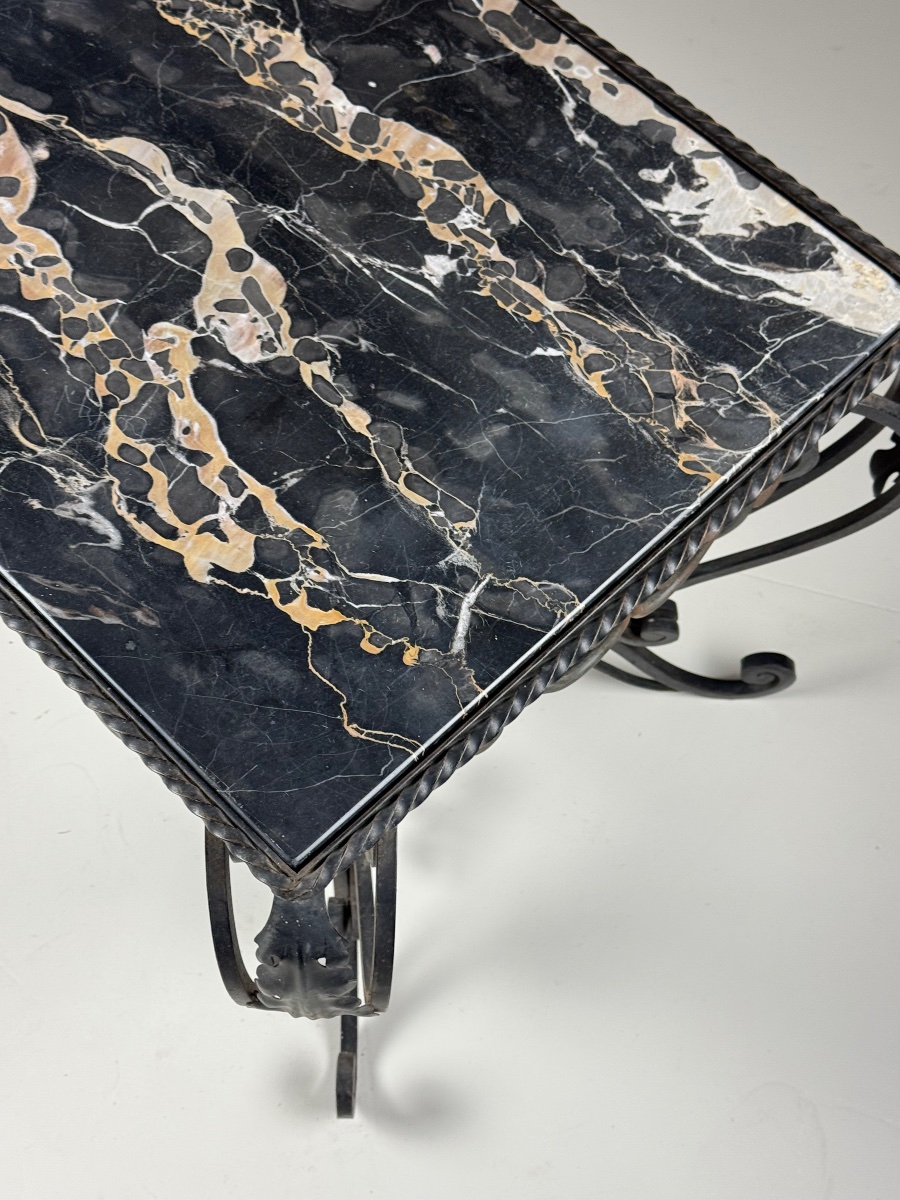 Black Marble Wrought-iron Coffee Table-photo-3