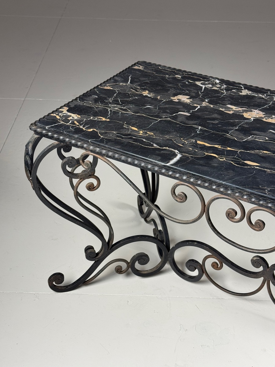 Black Marble Wrought-iron Coffee Table-photo-4