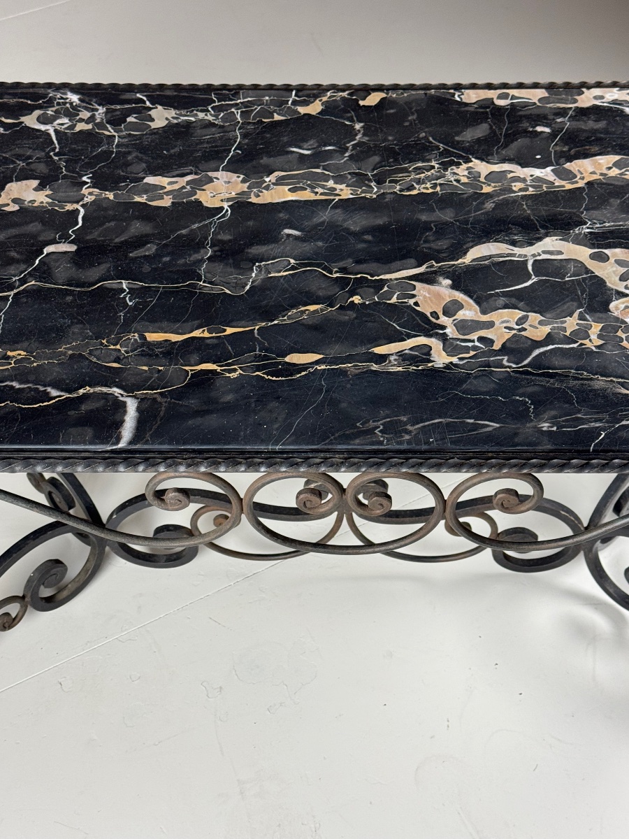 Black Marble Wrought-iron Coffee Table-photo-5