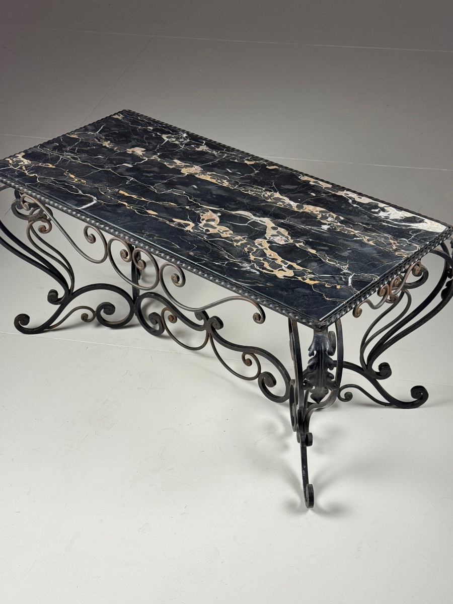 Black Marble Wrought-iron Coffee Table-photo-6