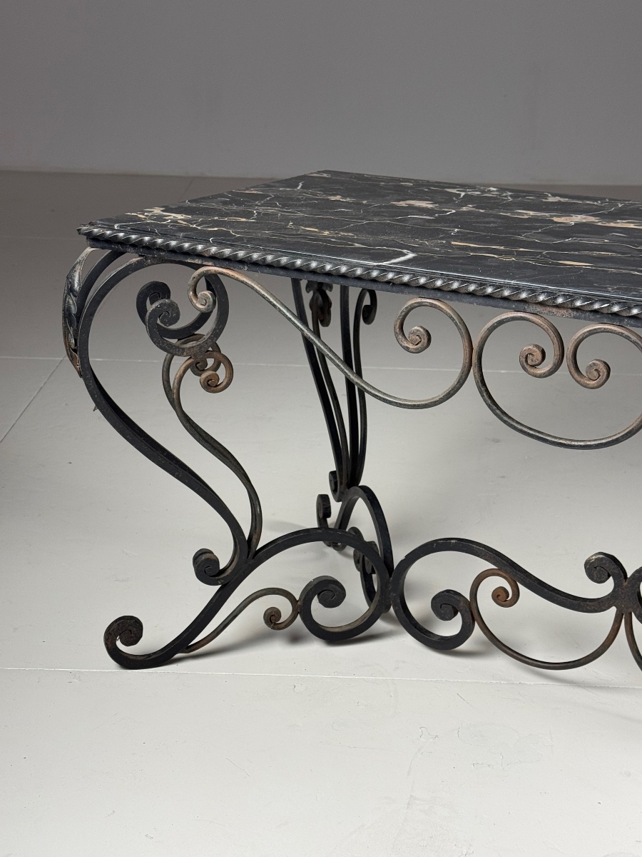 Black Marble Wrought-iron Coffee Table-photo-7