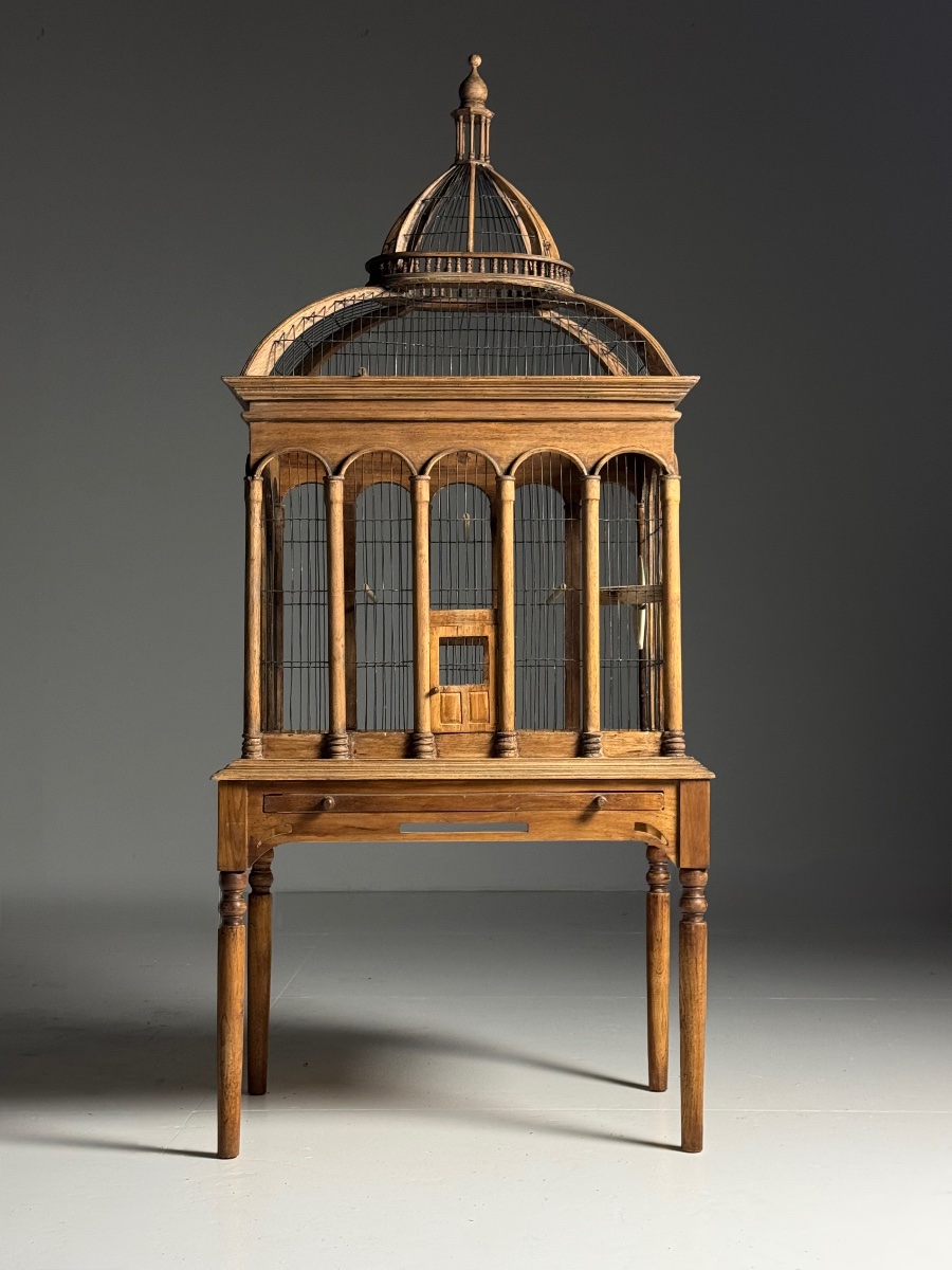 Cage à oiseaux vintage en teck-photo-4