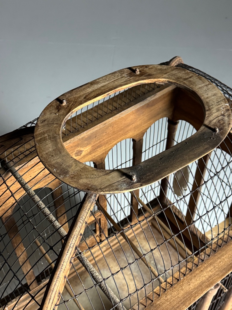 Cage à oiseaux vintage en teck-photo-1