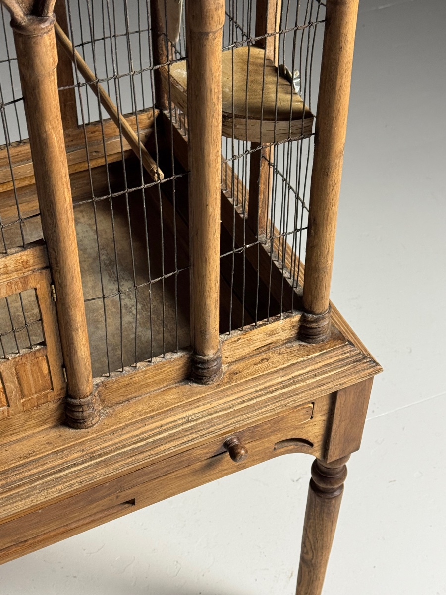 Cage à oiseaux vintage en teck-photo-3