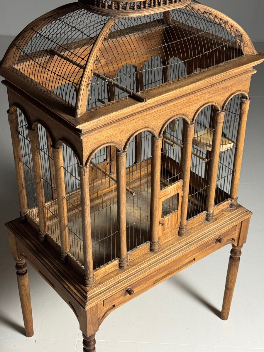 Cage à oiseaux vintage en teck-photo-6