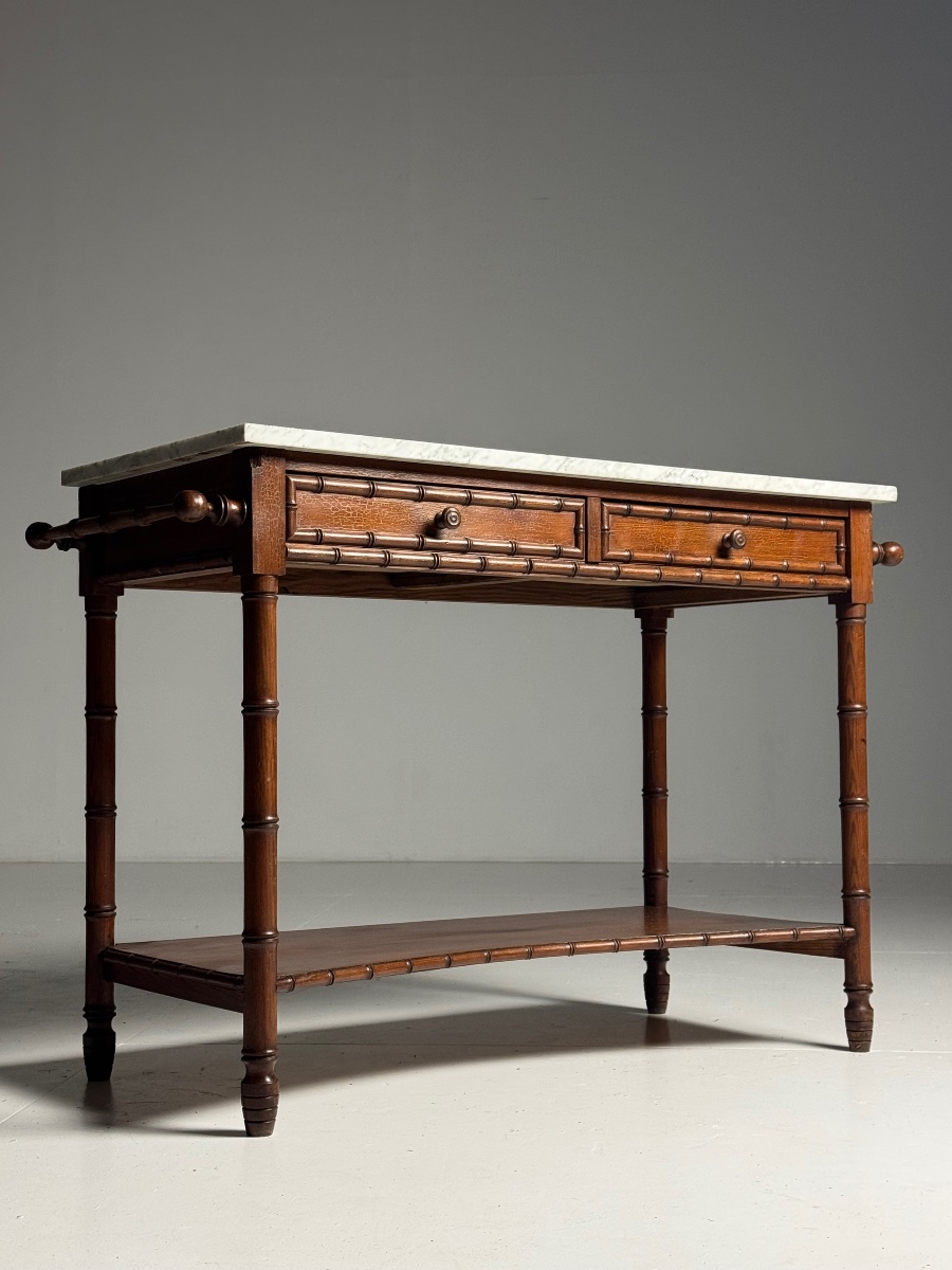 Table d'appoint en faux bambou vers 1900-photo-2
