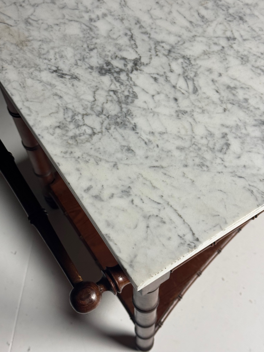 Table d'appoint en faux bambou vers 1900-photo-2